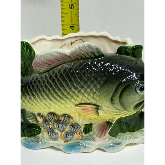 VTG Porcelain Planter Fish Figurine | Ceramic Mid-Century Aquatic Desk Decor - Picture 10 of 10